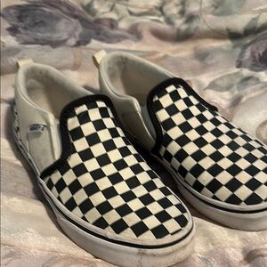 Vans Kids Checkered Slip-On Shoes - Black and White